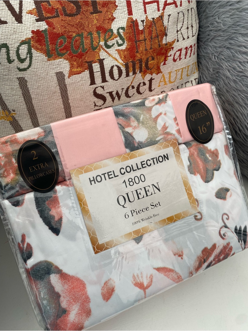 Hotel Collection Floral Queen Bedding Set in Pink, White, Brown - Picture 3 of 4